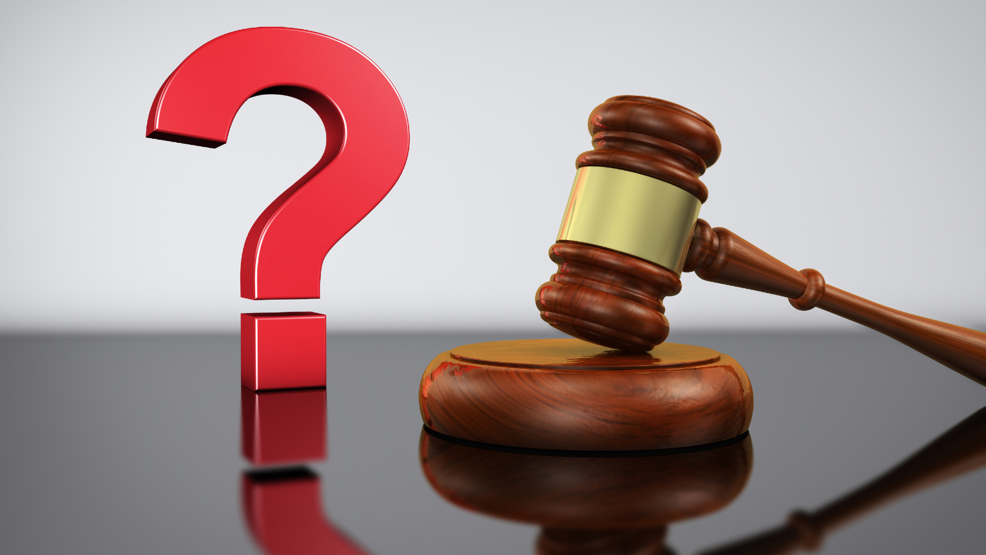 A gavel and a question mark