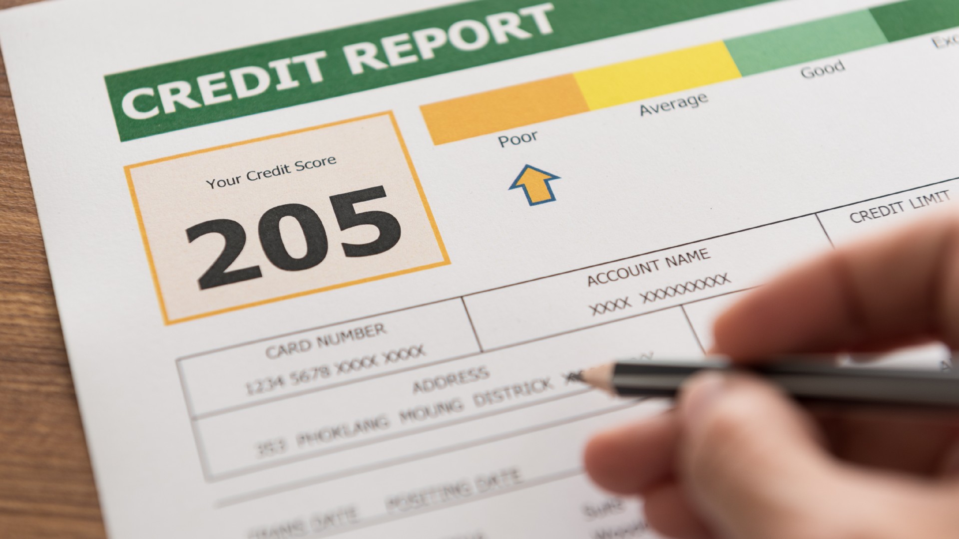 A poor credit score report