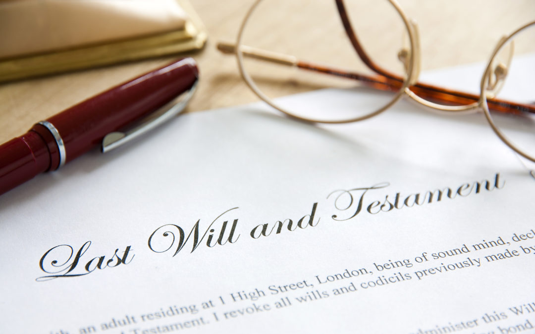 Probate Attorneys - Last Will and Testament concept image complete with spectacles and pen.