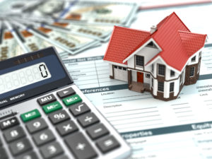 Mortgage Assistance Lawyer Texas - Mortgage calculator. House, money and document.