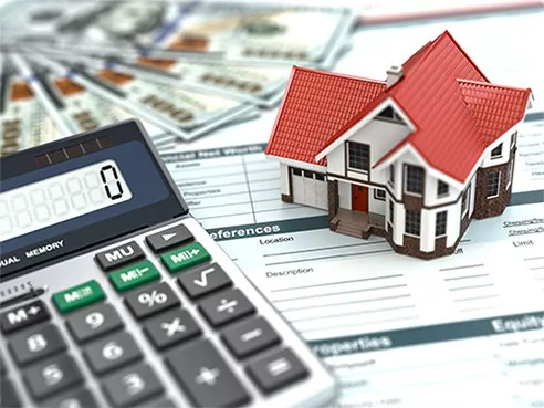 Mortgage Assistance Lawyer Texas - Mortgage calculator. House, noney and document.