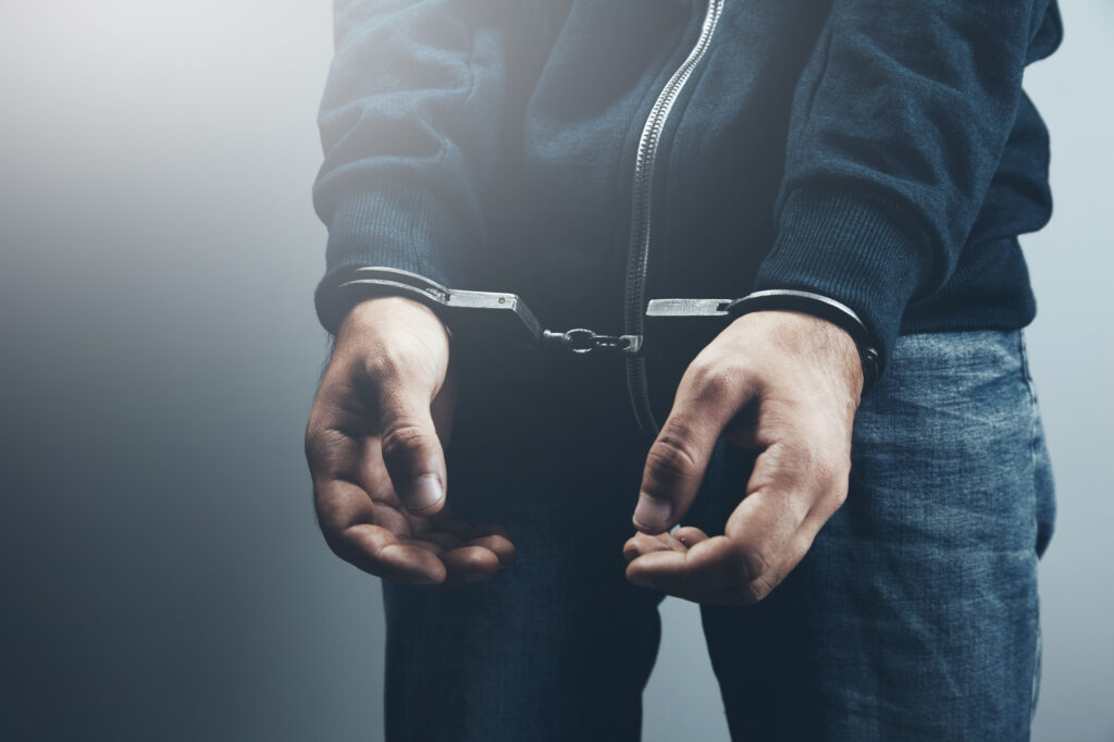 Man hands with handcuffs