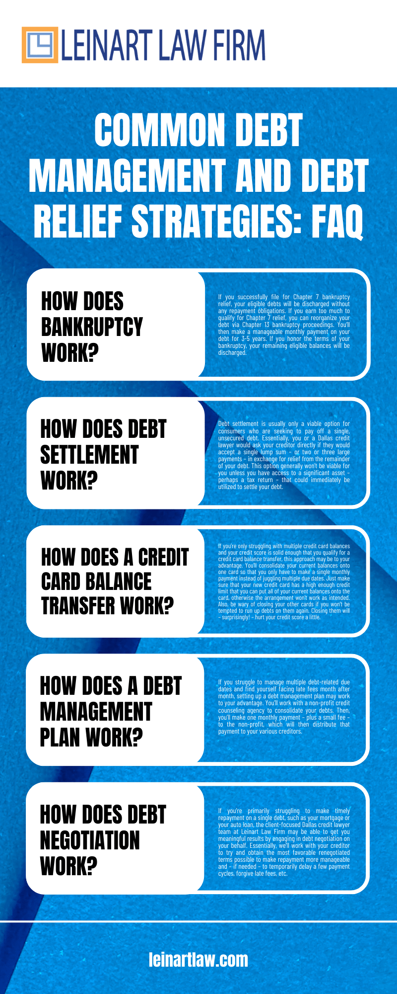 Common Debt Management and Debt Relief Strategies Infographic